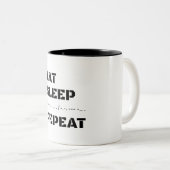 Eet slaap morse code herhalen tweekleurige koffiemok (Voorkant rechts)