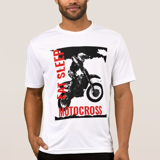 Eet Slaap Motorcross Motorfiets Sport Pop Kunst T-shirt (Voorkant)