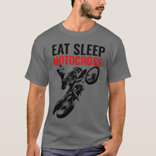 Eet Slaap Motorcross Motorfiets Sport Pop Kunst T-shirt (Voorkant)