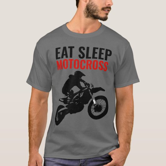 Eet Slaap Motorcross Motorfiets Sport Pop Kunst T-shirt (Voorkant)