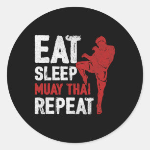 Eet Slaap Muay Thai Herhaal Thais Boksen MMA Vecht Ronde Sticker