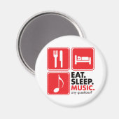 Eet slaap muziek - rood magneet (Voorkant / Achterkant)