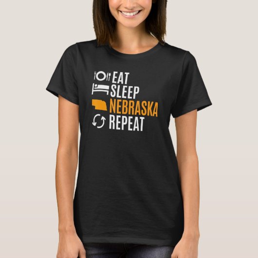 Eet slaap Nebraska Herhaal T-shirt (Voorkant)