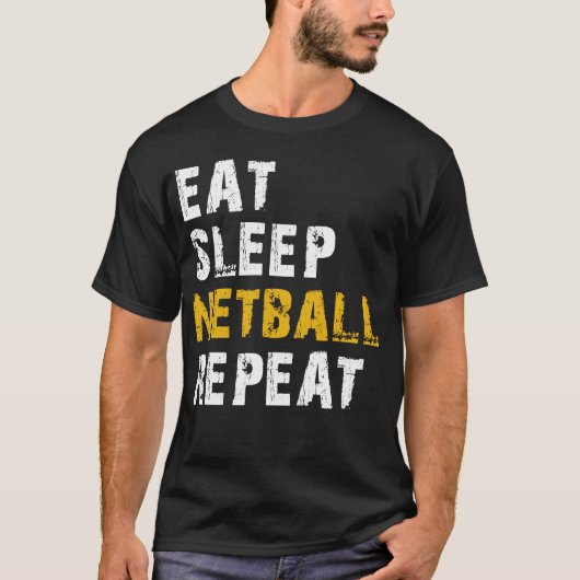eet slaap netball-herhaal t-shirt (Voorkant)