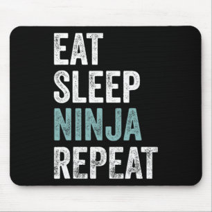 Eet Slaap Ninja Herhaal Grappig Karate Outfit Ninj Muismat