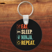 Eet Slaap Ninja Herhaal Grappige Martial Ninja Sleutelhanger (Voorkant)