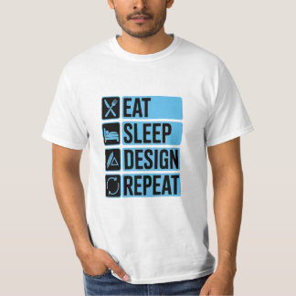 Eet Slaap Ontwerp Herhaal Cute Grappige T-Shirt Ca