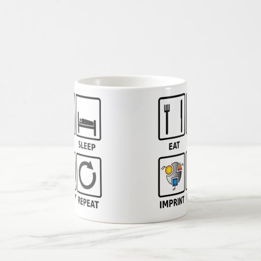 Eet, slaap, opdruk, herhaalde mok (Center)