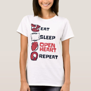 Eet Slaap Open Hart Herhaal Katheter Open Hart Su T-shirt