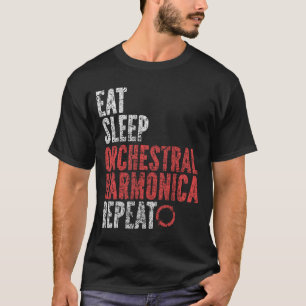 Eet Slaap Orchestrale mondharmonica Herhalen T-shirt