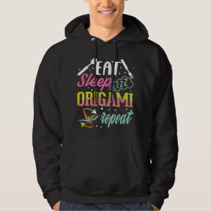 Eet Slaap Origami Herhaal Papier Kraan Origami Mas Hoodie
