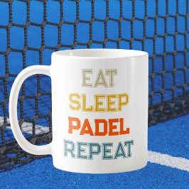 Eet slaap padel Herhaal padel speler retro Koffiemok