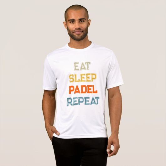 Eet slaap padel Herhaal padel team retro  T-shirt (Voorkant volledig)