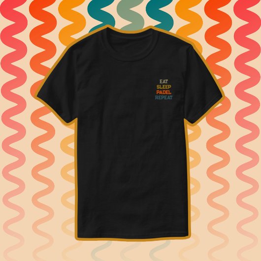 Eet slaap padel Herhaal padel team retro T-shirt