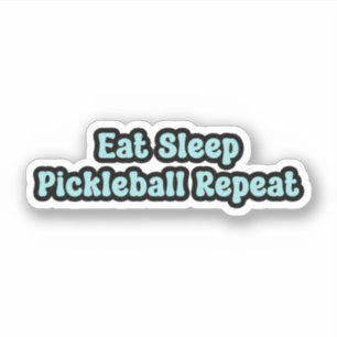 Eet Slaap Pickleball Herhaal blauwe retro tekst Sticker