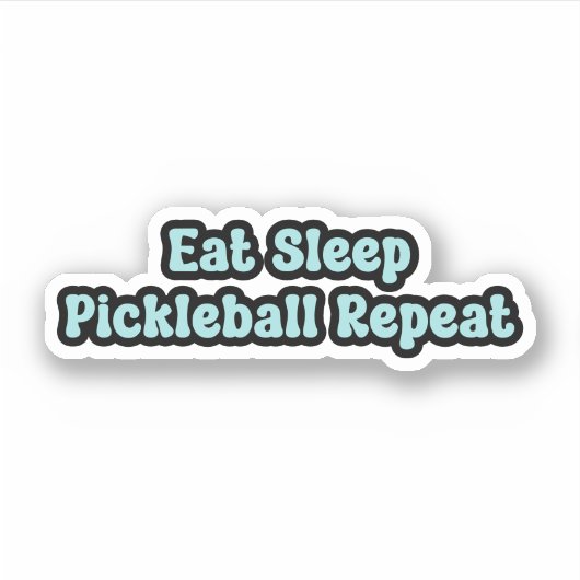 Eet Slaap Pickleball Herhaal blauwe retro tekst Sticker (Voorkant)