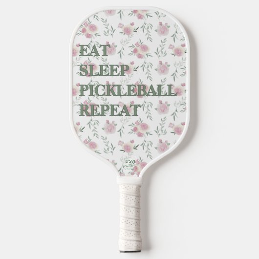 Eet Slaap Pickleball Herhaal Bloem Paddle (Voorkant)