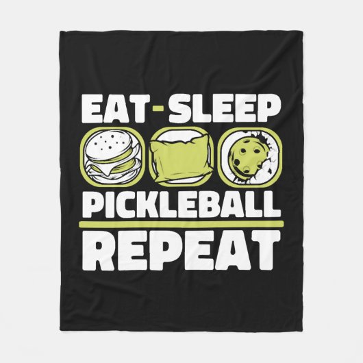 Eet Slaap Pickleball Herhaal Coach Player Pro Team Fleece Deken (Voorkant)