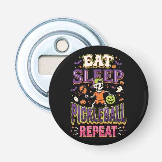 Eet Slaap Pickleball Herhaal Pickleball Button Flesopener (Voorkant)