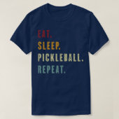 Eet Slaap Pickleball Herhaal  retro tekst T-shirt (Design voorkant)