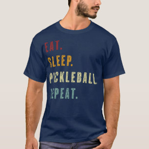 Eet Slaap Pickleball Herhaal  retro tekst T-shirt