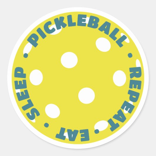 EET, SLAAP, PICKLEBALL, HERHAAL RONDE STICKER (Voorkant)
