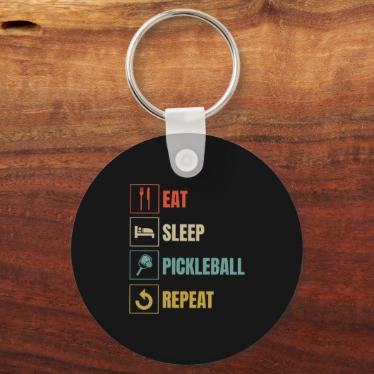 Eet slaap pickleball herhalen sleutelhanger (Voorkant)
