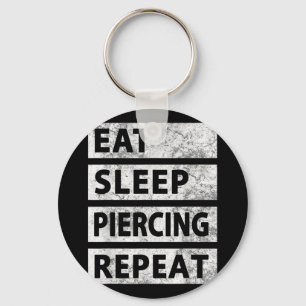 Eet Slaap Piercing Herhaal Grappig Piercing Sleutelhanger