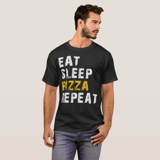 Eet slaap pizza t-shirt (Voorkant volledig)