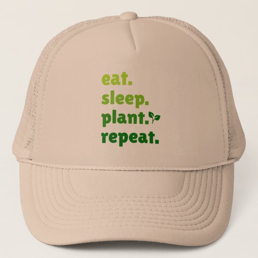 Eet Slaap Plant Herhaal Tuinier Tuinieren Liefhebb Trucker Pet (Voorkant)