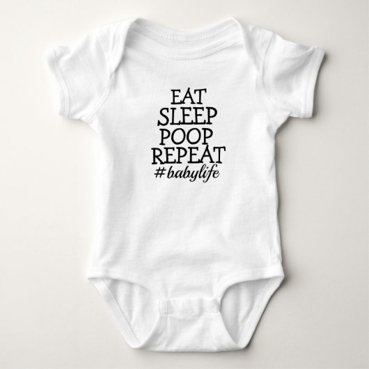 Eet Slaap Poep Herhaal Babylife Wit Schattige Romper (Voorkant)