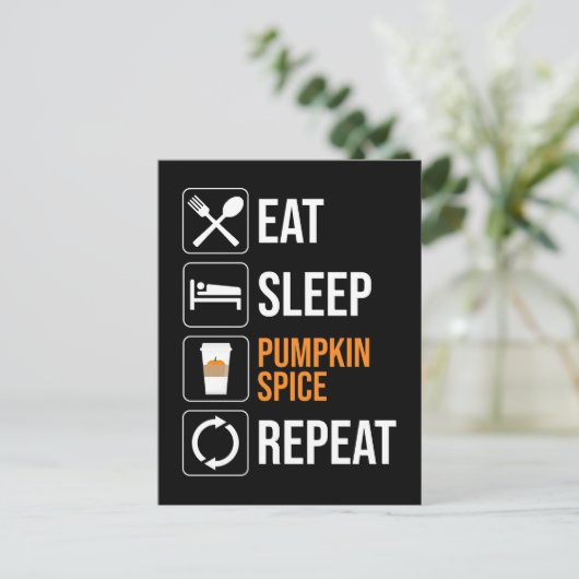 Eet. Slaap. Pompoen Spice. Herhaal Briefkaart (Staand voorkant)