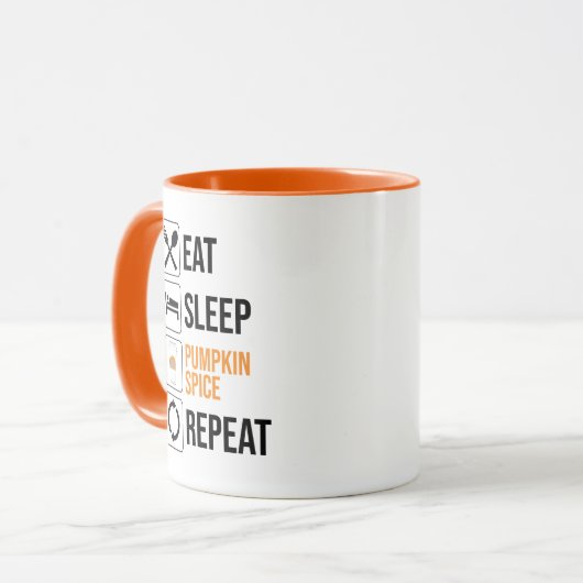 Eet. Slaap. Pompoen Spice. Herhaal Mok (Voorkant links)