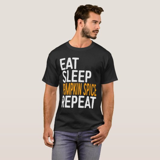Eet Slaap Pompoen Spice Herhaal T-shirt Halloween (Voorkant volledig)