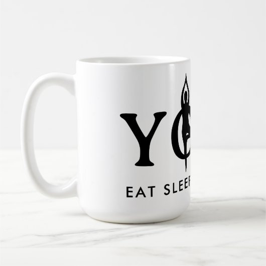 Eet slaap pose herhalingskoffie mok voor yogaliefh (Links)