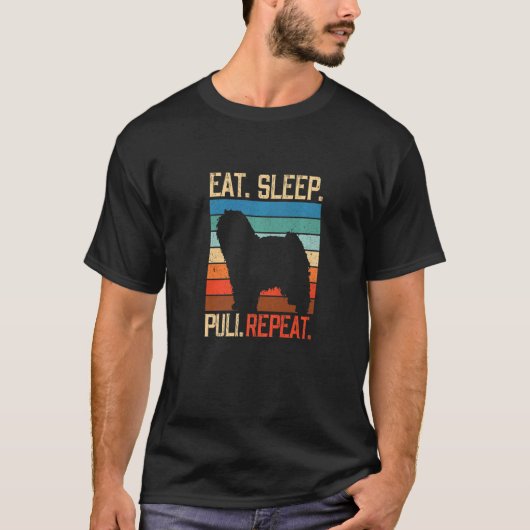 Eet Slaap Puli Herhaal Retro T-shirt (Voorkant)