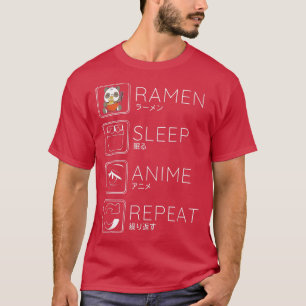 Eet Slaap Ramen Anime Panda Noedels Kawaii Japans T-shirt