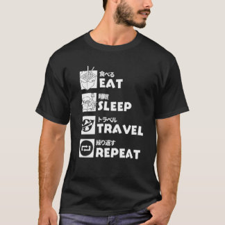 Eet Slaap Reizen Herhaal Kawaii Reizigers Cadeaus T-shirt