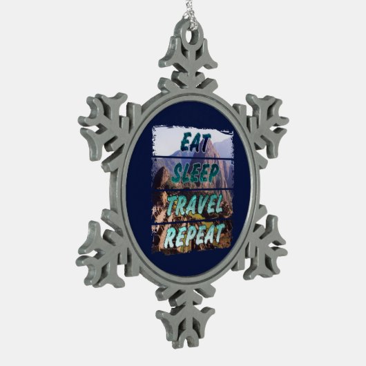Eet slaap reizen herhalen - Machu Picchu, Peru Tin Sneeuwvlok Ornament (Links)