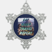 Eet slaap reizen herhalen - Machu Picchu, Peru Tin Sneeuwvlok Ornament (Voorkant)