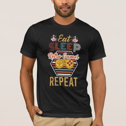 Eet Slaap Retro Games Herhaal -  Videogame T-shirt (Voorkant)