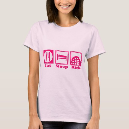 Eet, Slaap & Ride (Roller Onderzetters) - Roze Nie T-shirt (Voorkant)