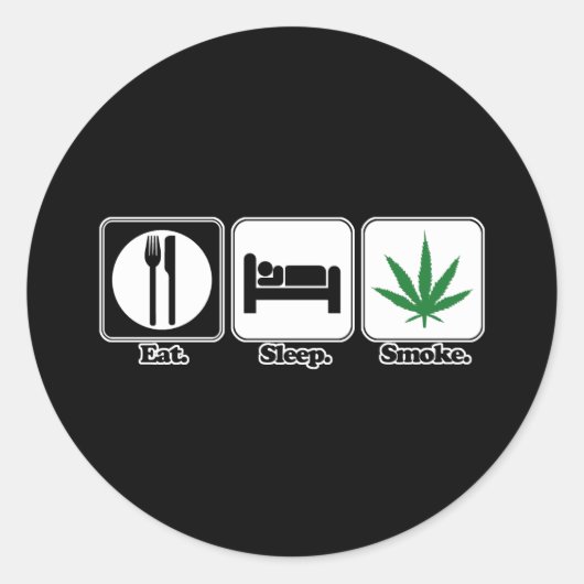 eet slaap rook wiet ronde sticker (Voorkant)