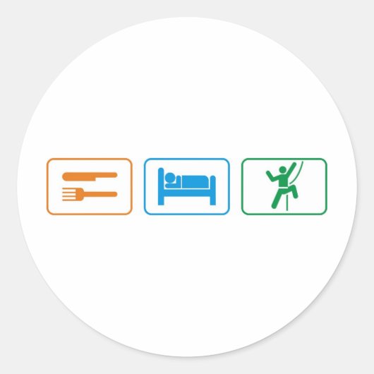 Eet slaap - rotsklimmen ronde sticker (Voorkant)