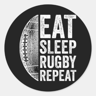 Eet Slaap Rugby Herhaal Rugby voor Mannen Ronde Sticker