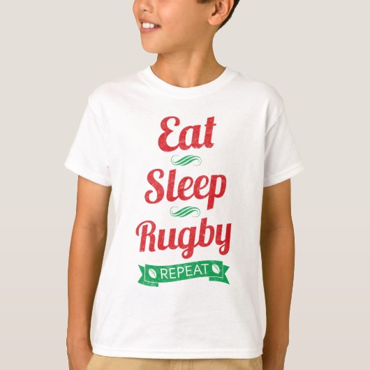 Eet, Slaap, Rugby, Herhaal T-shirt (Voorkant)