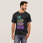 Eet Slaap Rugby Herhaal T-shirt (Voorkant volledig)