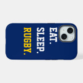 Eet Slaap rugby iPhone 15 Case (Achterkant horizontaal)
