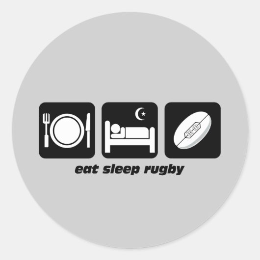 eet slaap rugby ronde sticker (Voorkant)
