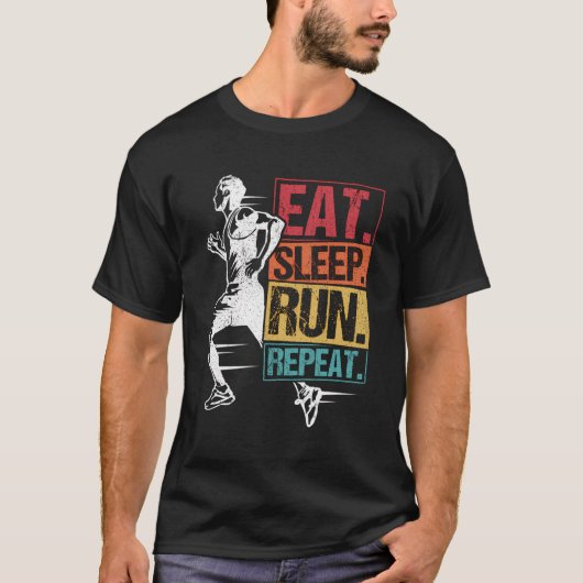 Eet Slaap Run Herhaal Jogging Runner Sport Maratho T-shirt (Voorkant)